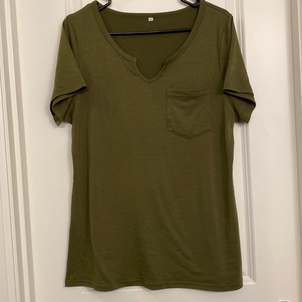 Olive Cotton Tee Size Large